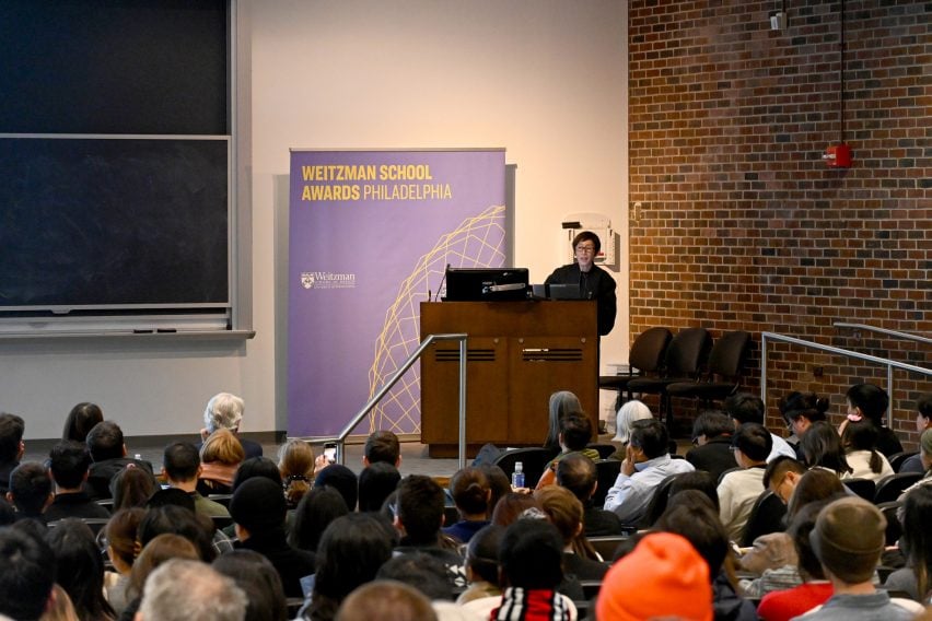 SANAA cofounder speaking at the Weitzman School Awards