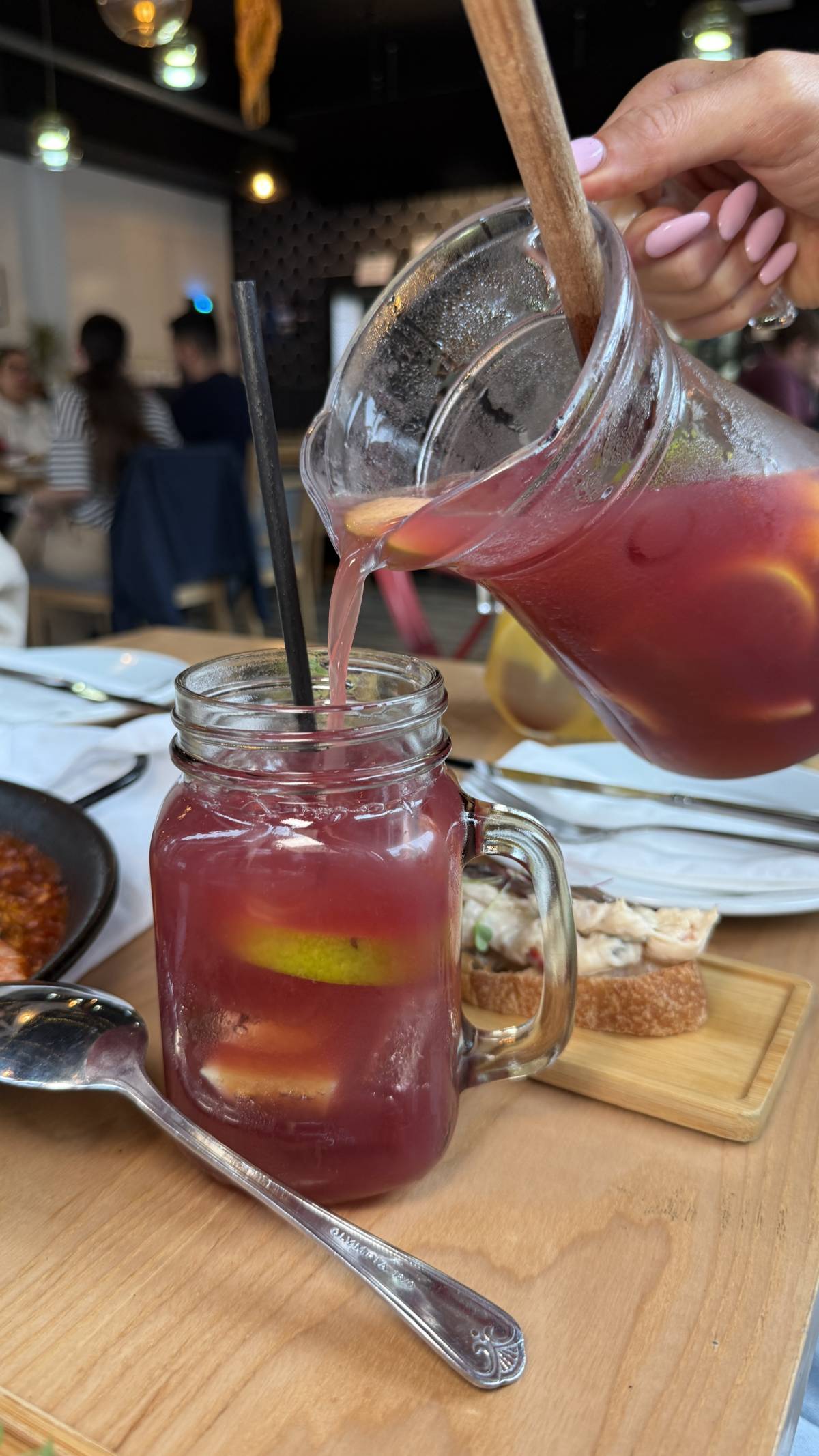 sangria being poured into glass