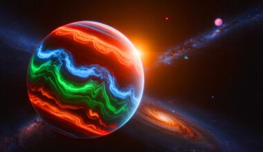 Illustration of a gas giant exoplanet used to study dark matter.