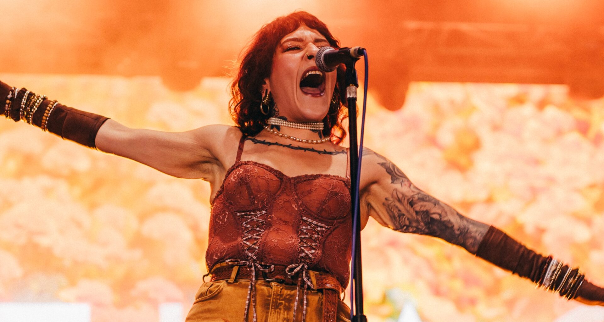 Ithaca singer Djamila Azzouz onstage in 2025