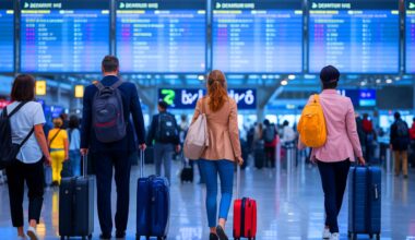 Illustration of European tourists avoiding American destinations during the Trump administration.