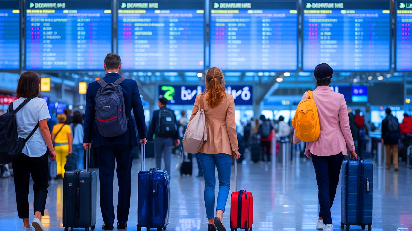 Illustration of European tourists avoiding American destinations during the Trump administration.