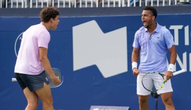 Ben Shelton and Arthur Fils in action at the National Bank Open Presented by Rogers in Toronto.