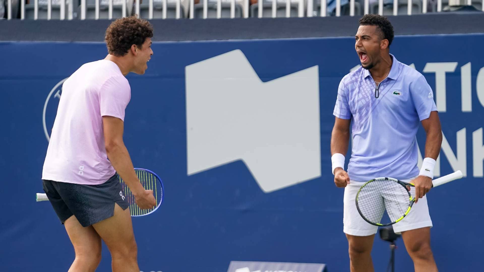 Ben Shelton and Arthur Fils in action at the National Bank Open Presented by Rogers in Toronto. 