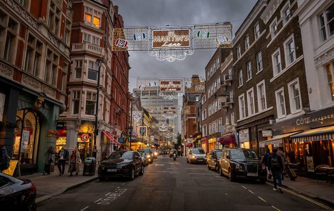 St Martin's Lane in lights