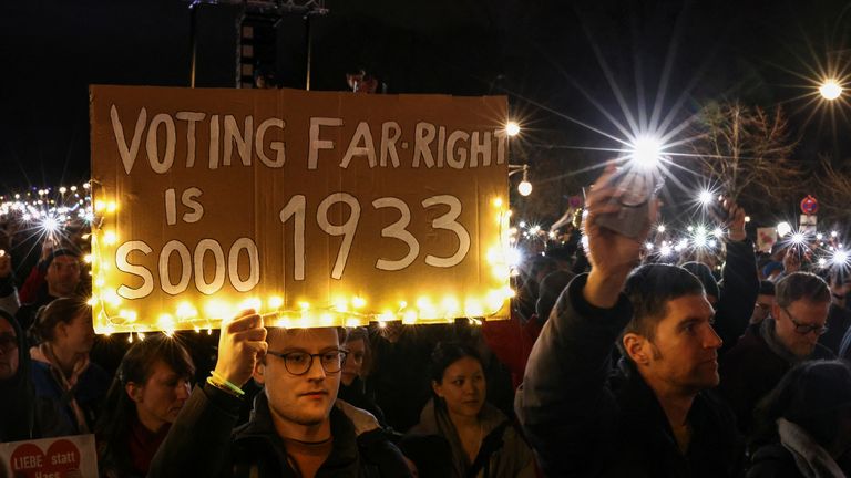 Anti-far right protesters in Berlin. Pics: Reuters