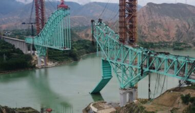 Multiple people are dead after a bridge collapsed on the Qinghai section of the Sichuan-Qinghai Railway. Pic: Li Zhanyi/Xinhua/AP