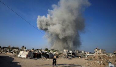 Smoke rises following an Israeli strike in Gaza City on 24 August. Pic: Reuters