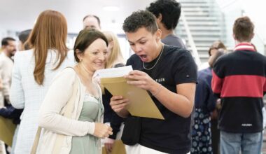 Marcus Groutage at Solihull School in the West Midlands receiving his GCSE results. Pic: PA