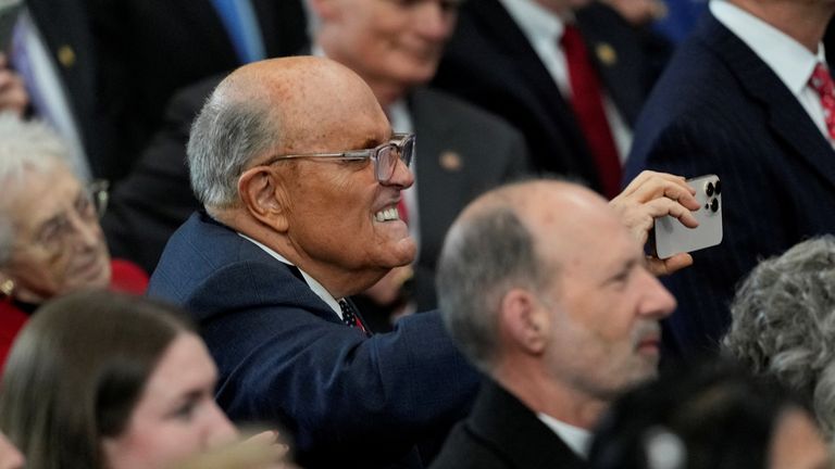 Rudy Giuliani attended Donald Trump's inauguration ceremony in January. Pic: Julia Demaree Nikhinson/Pool via Reuters