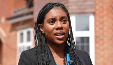 Leader of the Conservative Party Kemi Badenoch during a visit to a housing development in Northwood, Middlesex. Picture date: Wednesday July