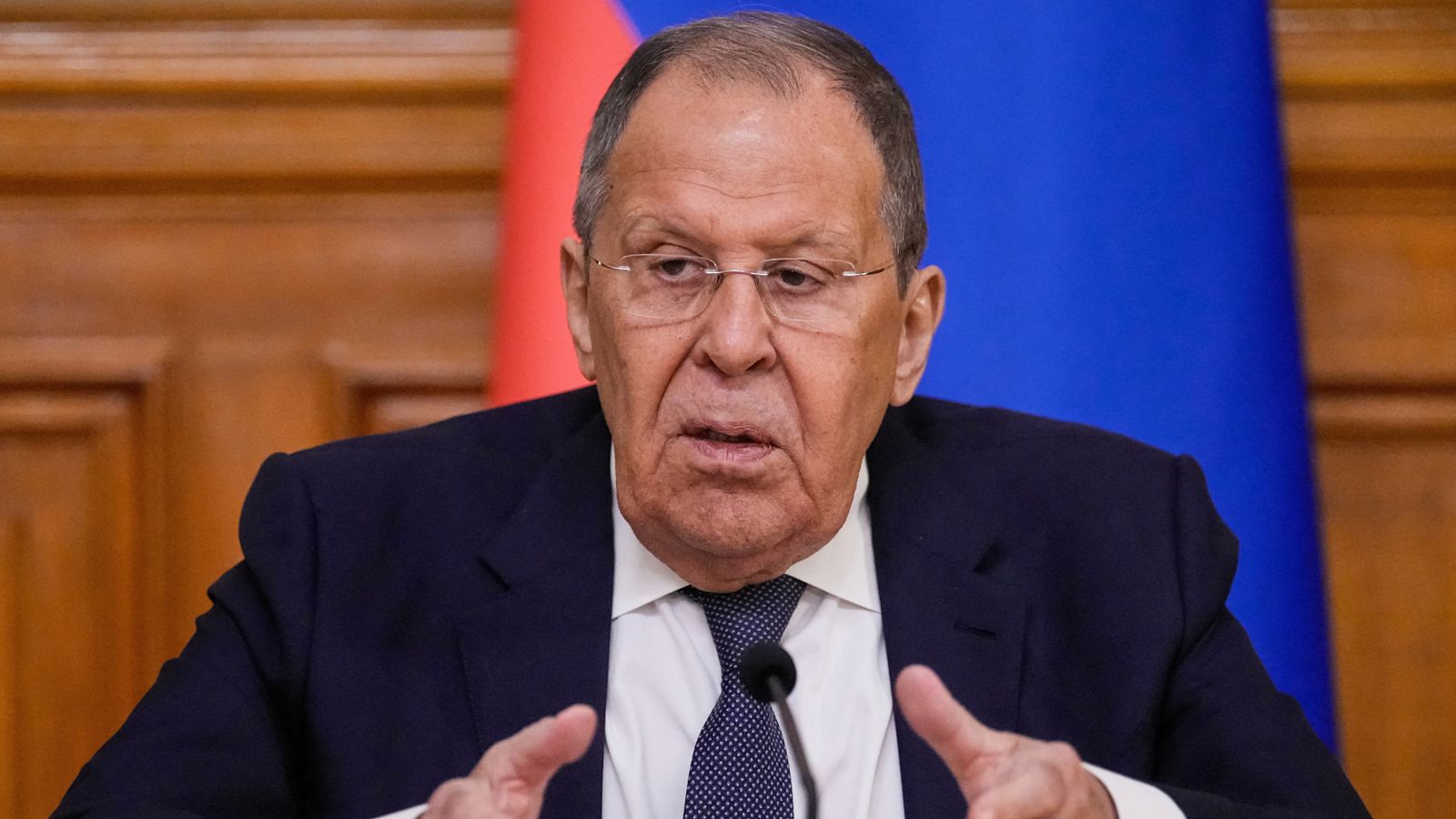 Sergei Lavrov called discussions about security guarantees for Ukraine a 'road to nowhere'. Pic: Reuters