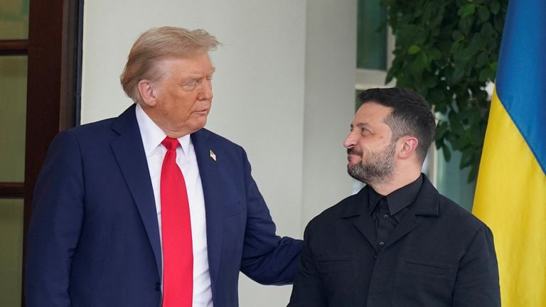 Donald Trump greets Volodymyr Zelenskyy at the White House. Pic: Reuters