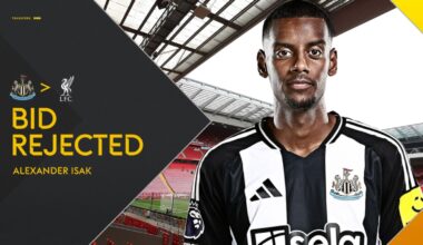 Newcastle have rejected a bid from Liverpool for striker Alexander Isak