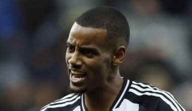 Newcastle United's Alexander Isak reacts during the Premier League match at St James' Park, Newcastle upon Tyne.