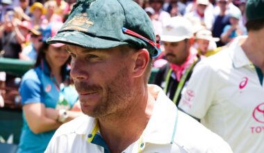 SYDNEY, AUSTRALIA - JANUARY 06: David Warner of Australia after winning the series against Pakistan 3-0 during Day 4 of the third test match between Australia and Pakistan at the Sydney Cricket Ground on January 06, 2024 in Sydney, Australia. (Photo by Pete Dovgan/Speed Media/Icon Sportswire) (Icon Sportswire via AP Images)