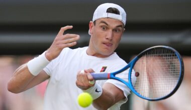 Jack Draper during his match against Sebastian Baez at Wimbledon
