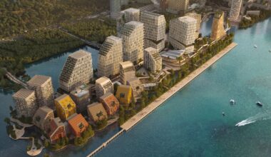 Snøhetta designs waterfront district to echo mountain landscape in Borneo