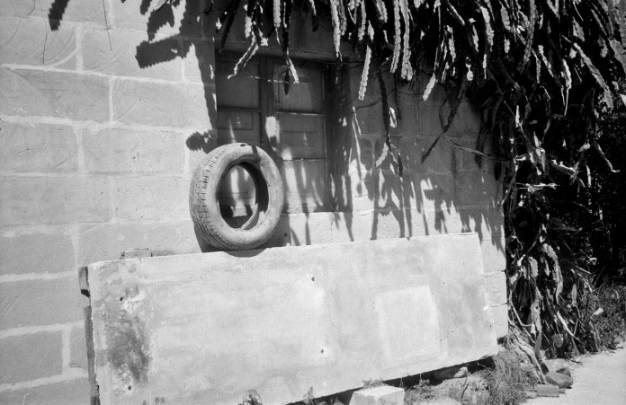 Tyre against concrete wall (Pic: Stephen Dowling)