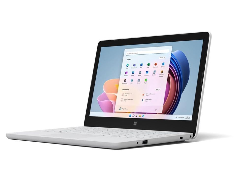 surface laptop se pictured on a white background with windows 11 se on-screen