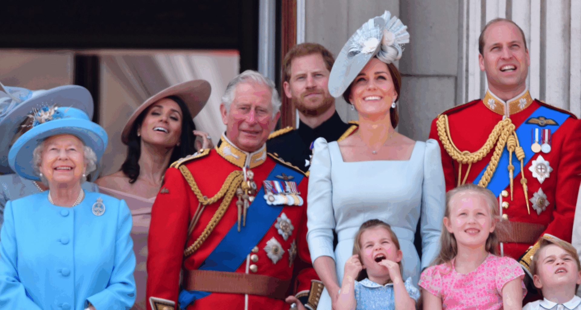 Royal Family stand on the Balcony of Buckingham Palace