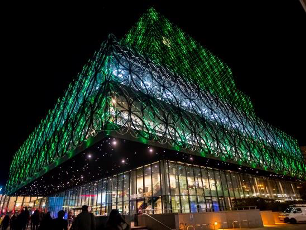The council lit up the Library of Birmingham to celebrate Pakistan's independence day