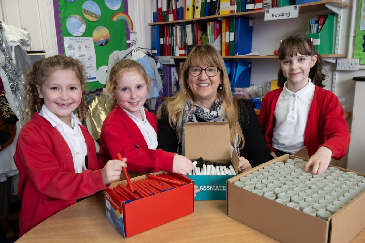 Homebuilder donates stationary to Shirley primary school