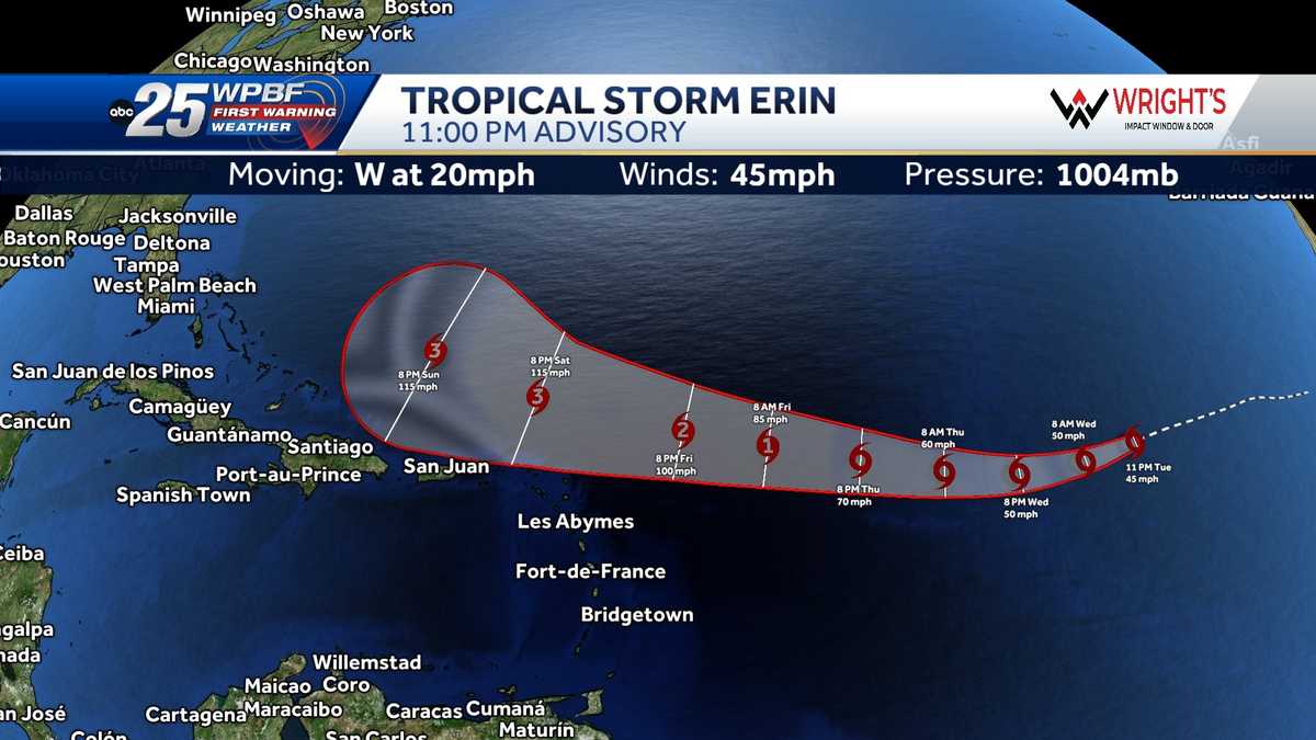 Tracking Tropical Storm Erin: Computer models and maps