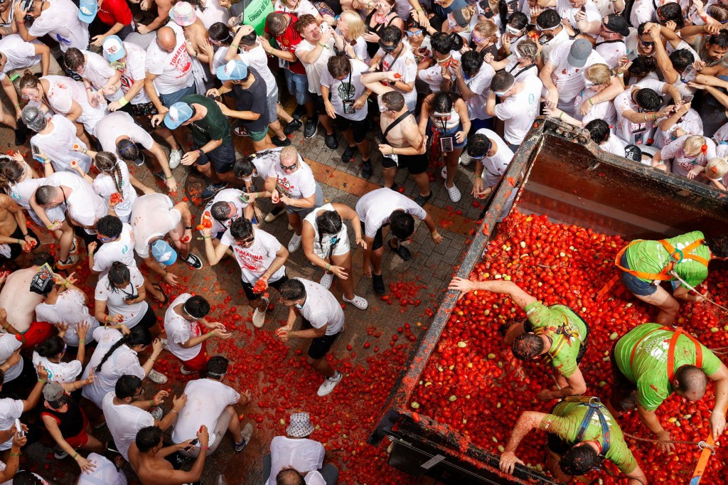 The annual 'La Tomatina' food fight festival in Bunol, near Valencia, Spain, August 27, 2025.