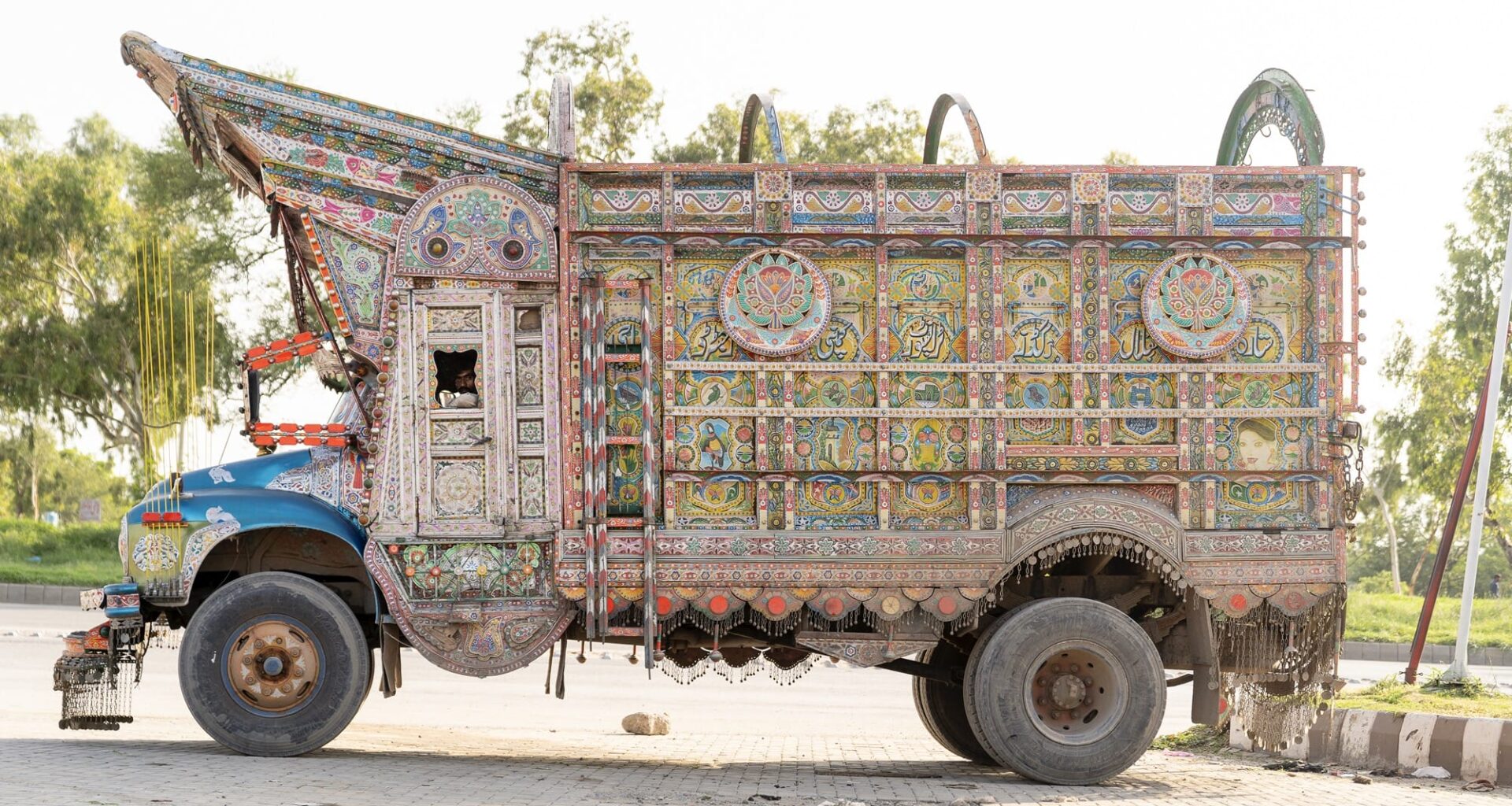 a colorfully painted dumptruck