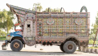 a colorfully painted dumptruck