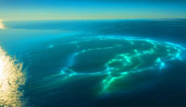 Illustration of a turquoise bioluminescent phytoplankton bloom off Australia's southern coast.