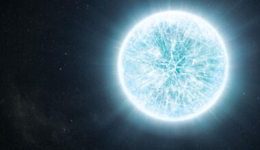a large white-blue orb on a starry background