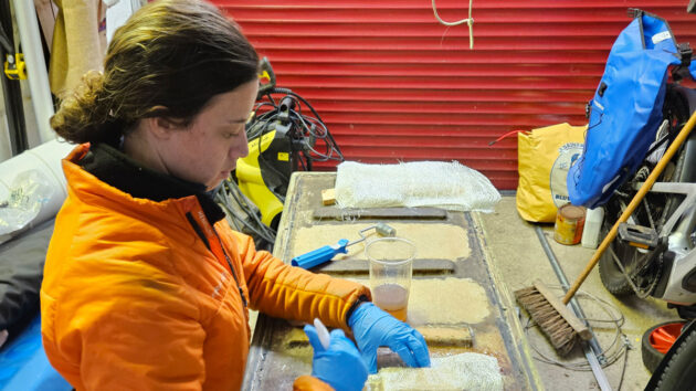 Jazz Turnerdoing boatwork, preparing her 1975-built Albin Vega 27 yacht for her circumnavigation