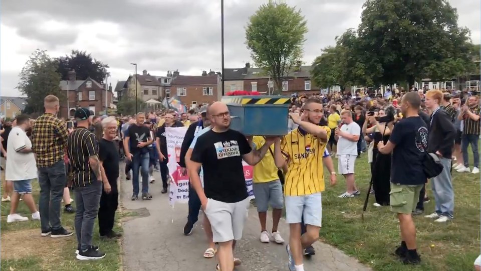 A mock funeral from fans signified the death of their club