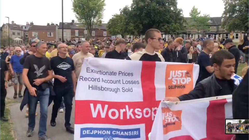 Hundreds turned out for the protest before kick-off