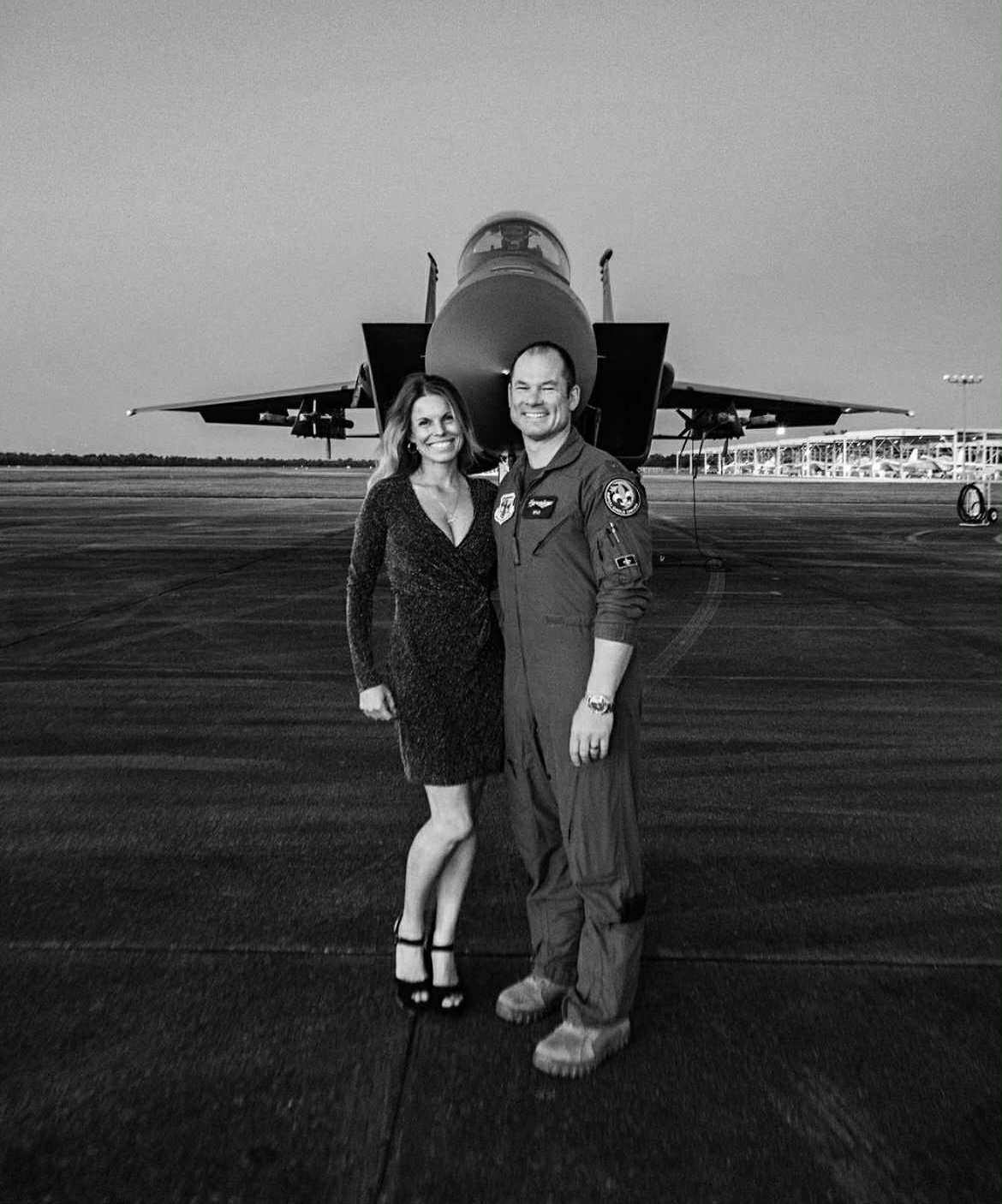 Top gun: Erin Dupre with husband Matt, her very own fighter pilot. Photo supplied