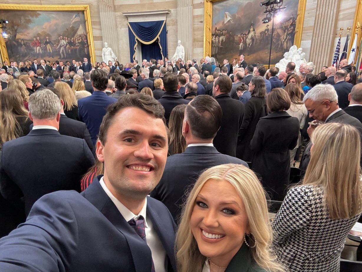 Selfie of Charlie Kirk and his wife Erika at the Trump inauguration.