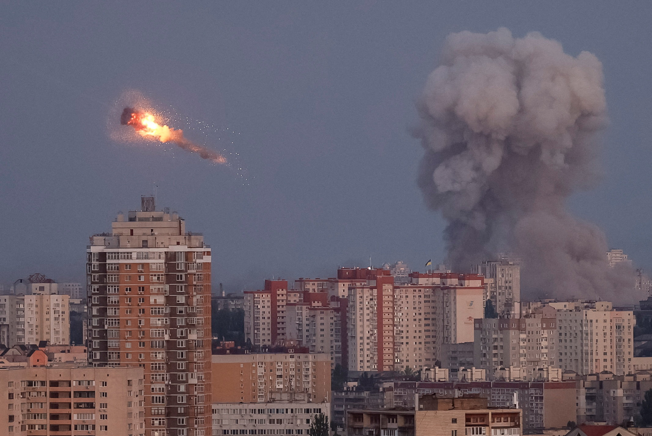 A Russian missile is shot down in Kyiv overnight