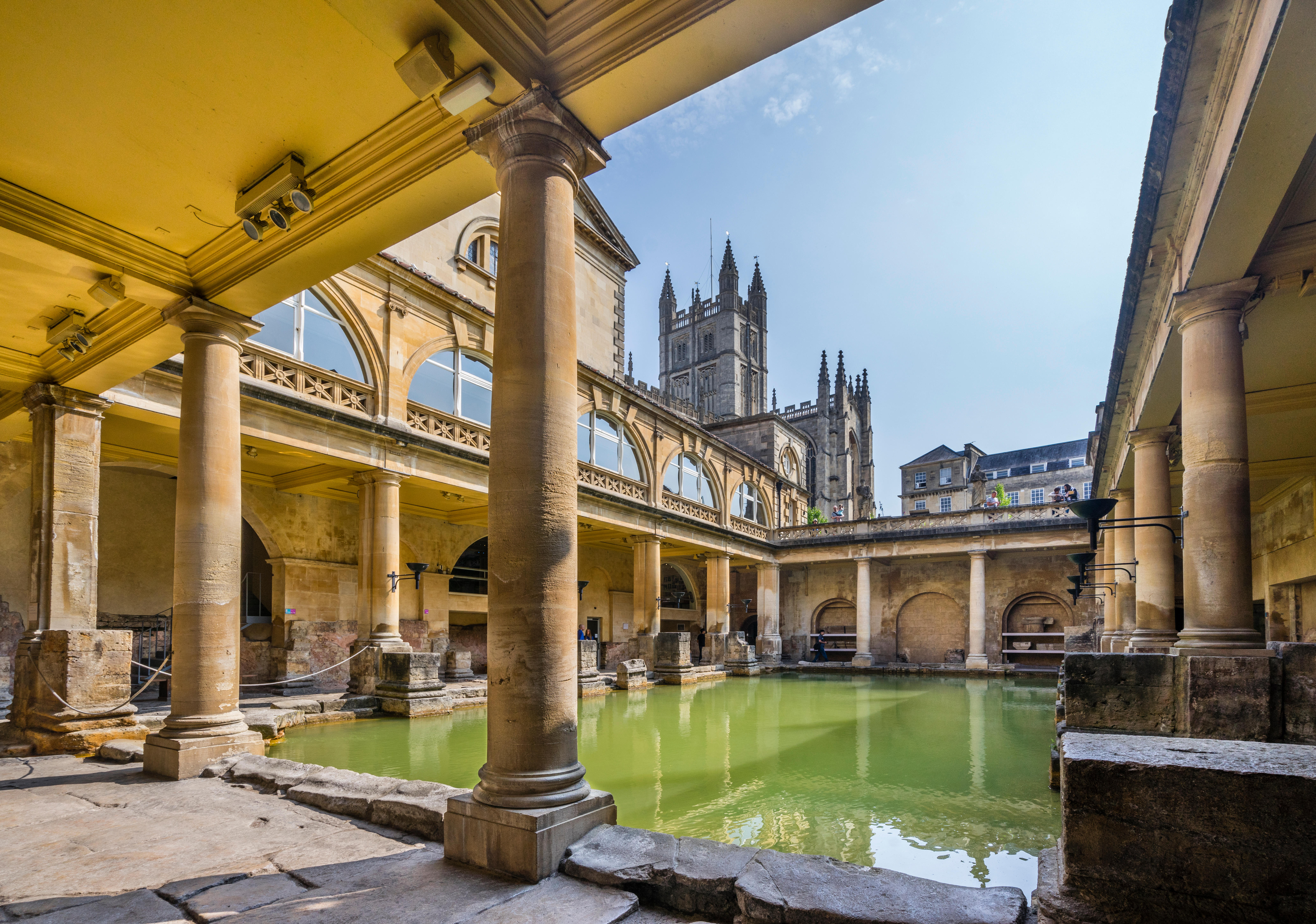 The Roman Baths in Bath, England, with Victorian superstructure.