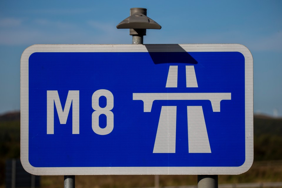 M8 motorway sign.