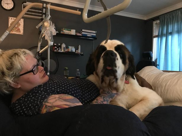Danni and her dog, Diablo, when she was suffering with sleep apnea