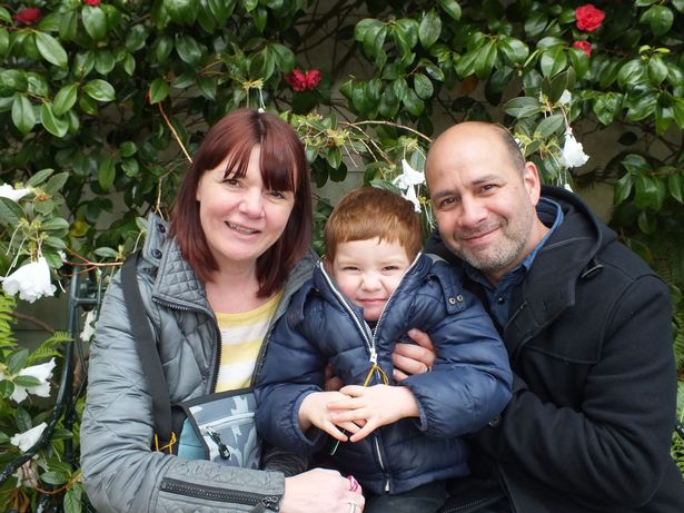 Mum Nicky and dad Andy with son Finn