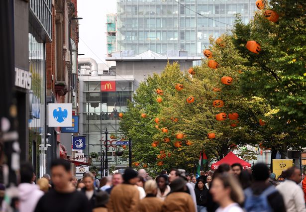 The city centre decorated with Halloween lanterns 