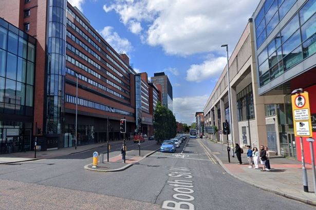 Booth Street and Oxford Road junction - where 150 cyclists ignored a red light in 40 minutes.