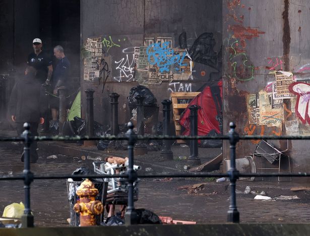 The scenes are believed to involve a homeless settlement in Gotham