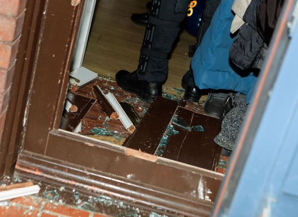 Police raided three addresses in Derker, Oldham, today.