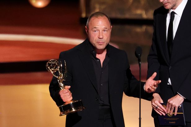 Stephen Graham accepts the Emmy award for Outstanding Writing for a Limited or Anthology Series or Movie for "Adolescence" 