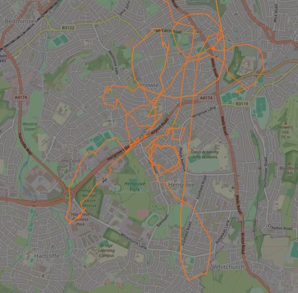 Close-up of the South Bristol flight path.