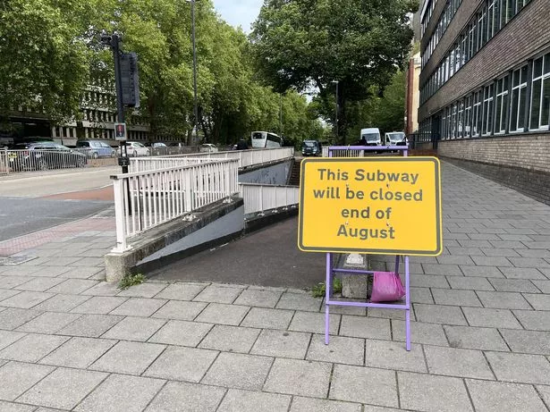 Signs have been places at each entrance to the subway, announcing the closure